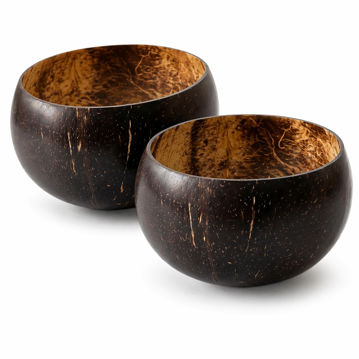 Anketras Coconut Bowl Set of 2, 350ml Handmade Coconut Shell Bowls, Eco-Friendly Natural Matte Finish, Food Safe BPA Free Bowls for Smoothie, Acai, Cereal, Salad, Snacks & Ice Cream